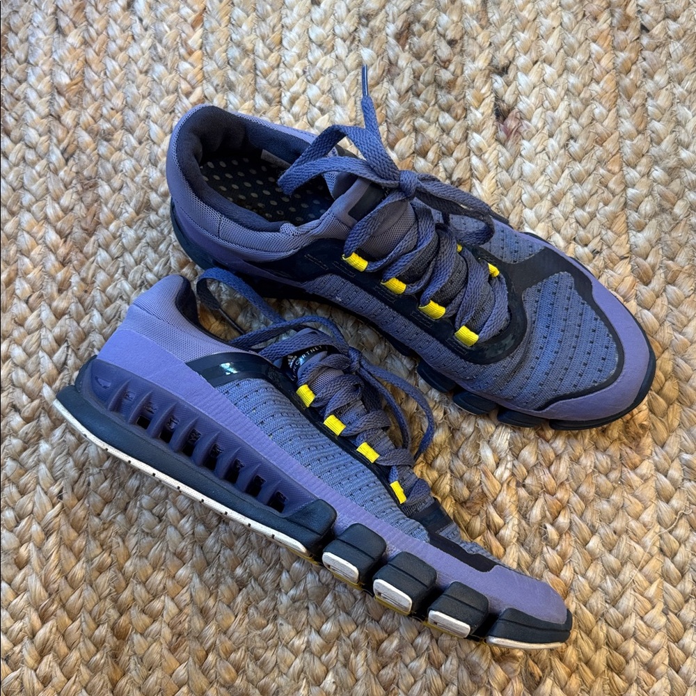 Adidas by Stella McCartney Purple and Black Sneakers with Yellow Accents